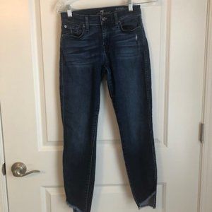 7 FOR ALL MANKIND CROPPED FRINGE JEANS